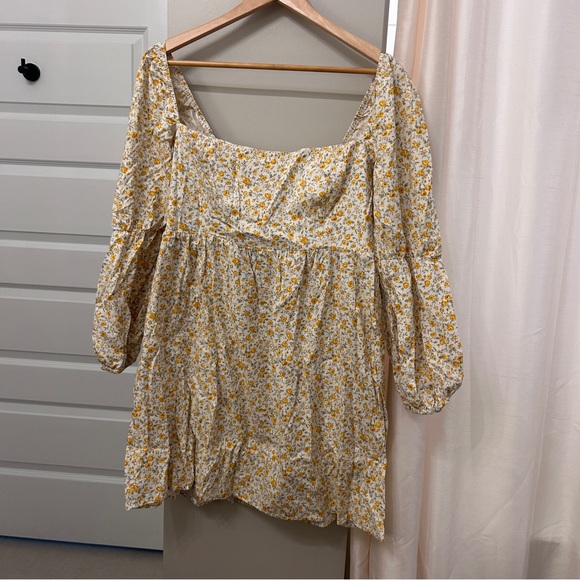 REFORMATION Yellow Floral Michaela Babydoll Mini Dress 10 - Picture 6 of 10